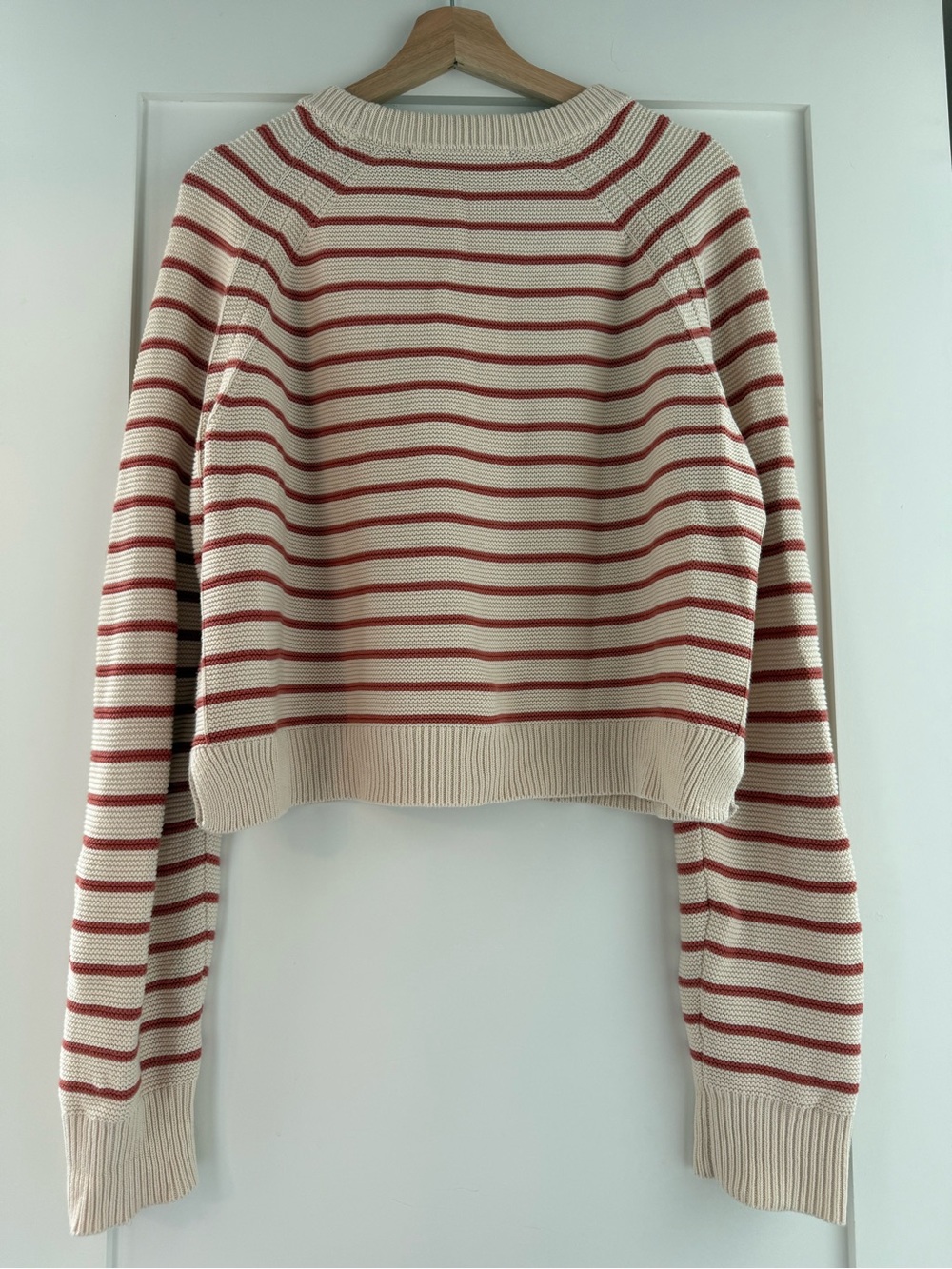 French Connection Striped 100% Cotton Knit Sweater Large L Nautical Preppy Cozy - Picture 8 of 9